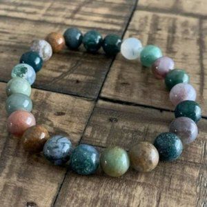 8mm Indian Agate Stretch Bead Bracelet